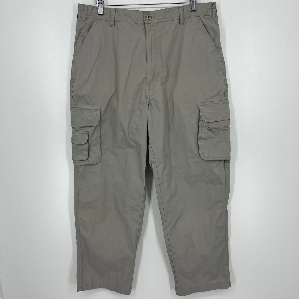 Stag Hill Haband Mens Khaki Cargo Pants Tan Multi Pocket Style 076 Size 34M